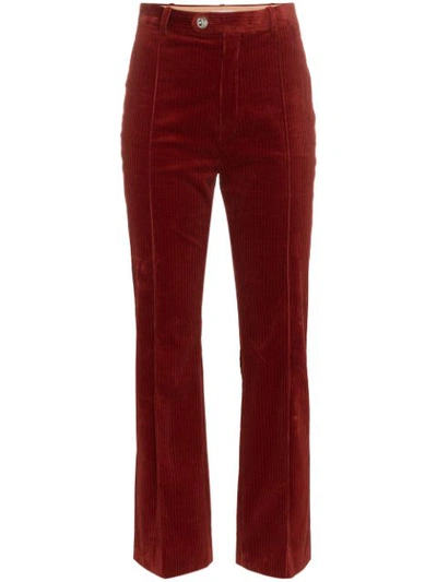Chloé Cropped Cotton-blend Corduroy Straight-leg Trousers In 614 Dark Red