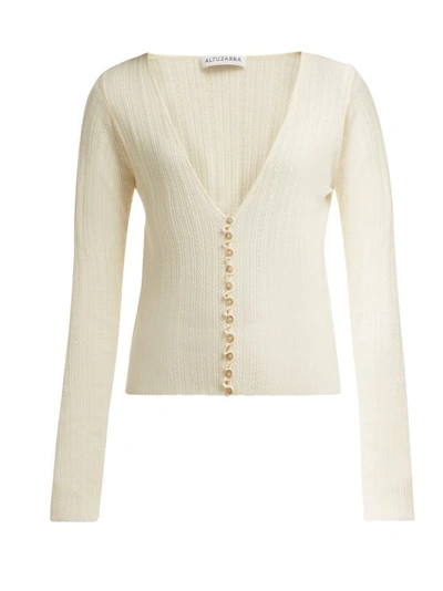 Altuzarra Button-front Fine Knit Wool-cashmere Cardigan In Ivory
