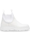 Prada Leather Chelsea Boots In White