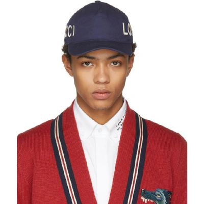Gucci Logo-embroidered Cotton Cap In Blue