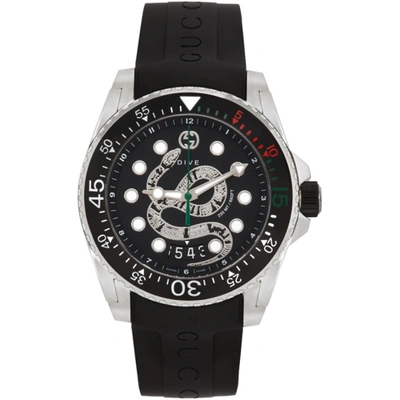 Gucci Dive Kingsnake Stainless-steel Watch In Silver