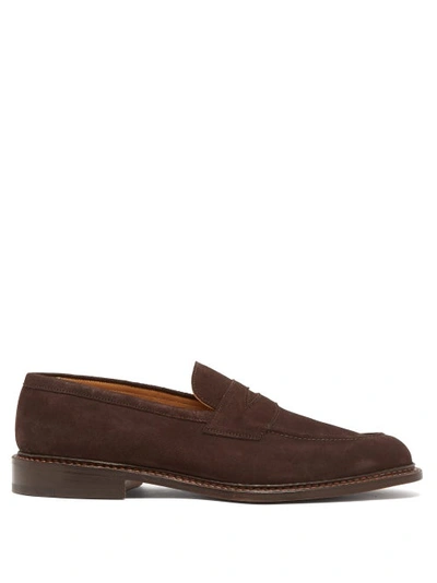 Tricker's Jason Suede Penny Loafers In Brown
