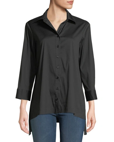 Finley Roxanne Button-front Easy Blouse In Black