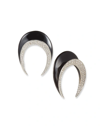 Saint Laurent Smoking Horn Clip Earrings In Black