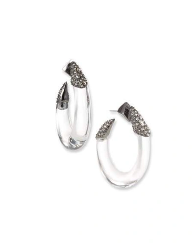 Alexis Bittar Crystal Encrusted Capped Wire Earrings, Clear In Silver