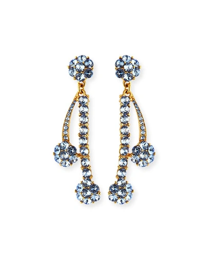 Oscar De La Renta Double Crystal Drop Earrings In Blue