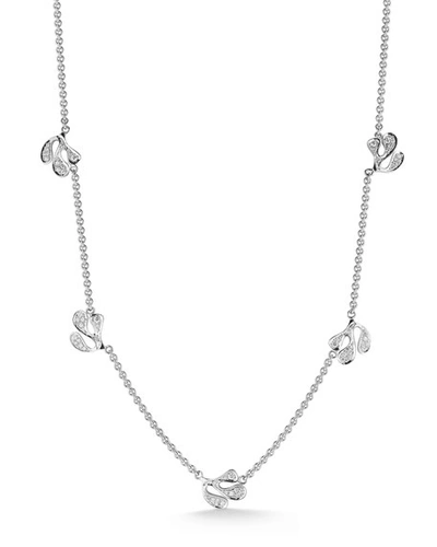 Miseno Sea Leaf 18k White Gold Diamond Station Necklace