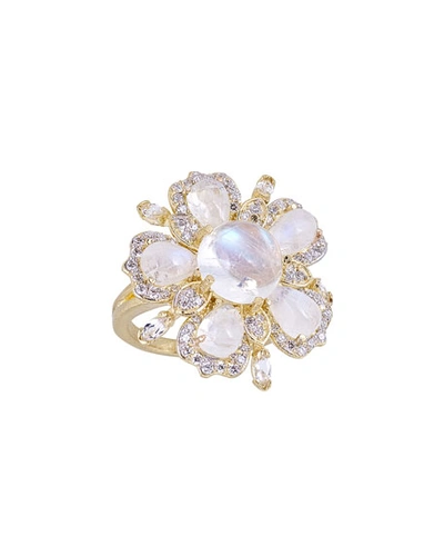 Tanya Farah 18k Royal Couture Moonstone Flower Ring