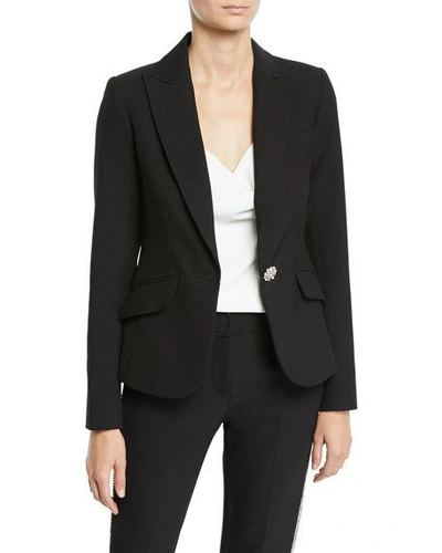 Trina Turk Gala Double Luxe Crystal-button Jacket In Black
