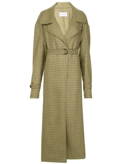 Strateas Carlucci Meta Check Trench Coat In Green