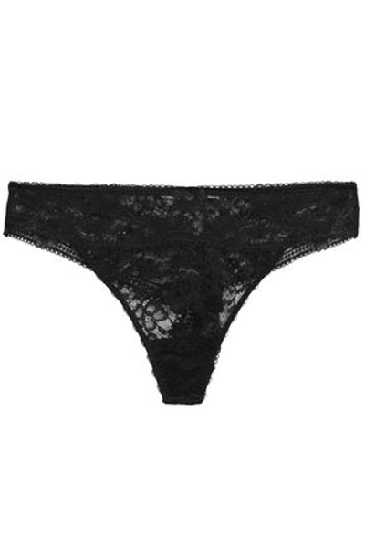 Stella Mccartney Corded Lace Low-rise Thong In Black