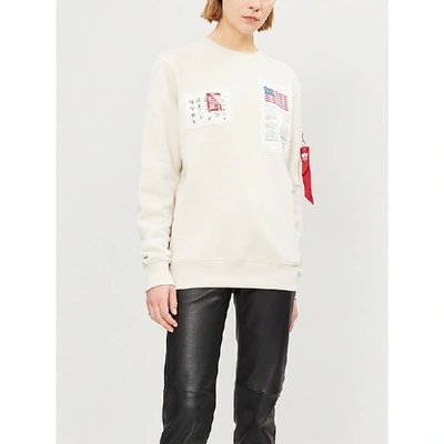 Alpha Industries Blood Chit Cotton-blend Sweatshirt In Vtg Wht