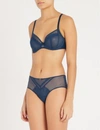 Chantelle Parisian Allure 4-part Lace Bra In 0oe Deep Blue