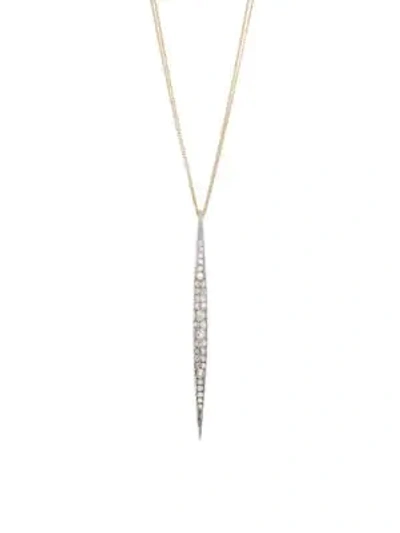 Renee Lewis Women's 18k Yellow Gold, Platinum & Antique Diamond Bar Pendant Necklace