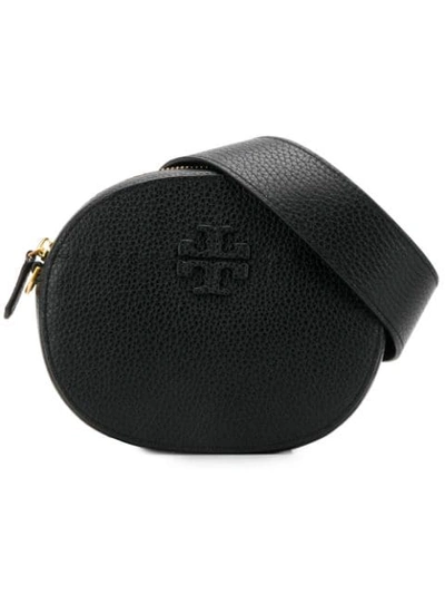 Tory Burch Mcgraw Round Leather Convertible Crossbody In Black