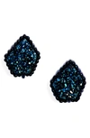 Kendra Scott Tessa Stone Stud Earrings In Blue Drusy/ Navy Gunmetal