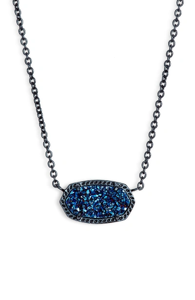 Kendra Scott Elisa Filigree Pendant Necklace In Blue Drusy/ Navy Gnmt