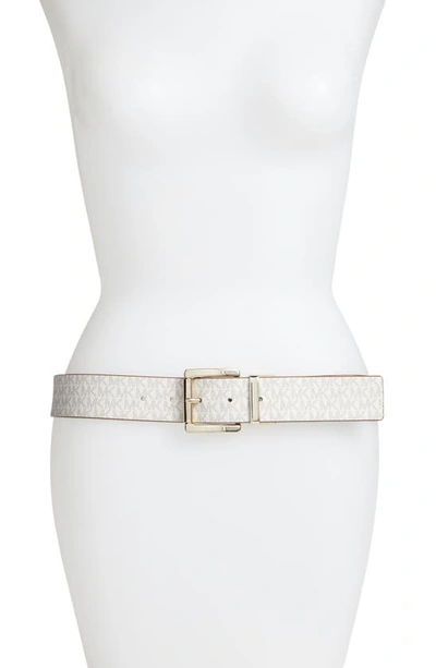 Michael Michael Kors Women's Belt - Mk With Square Buckle In Vanilla