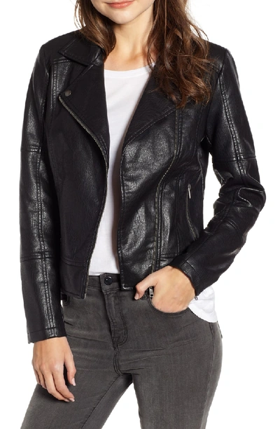 Cupcakes And Cashmere Faux Leather Moto Jacket In Black