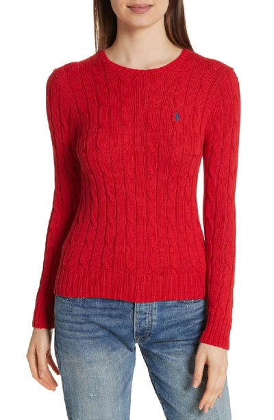 Polo Ralph Lauren Cable Knit Cotton Sweater In Martin Red