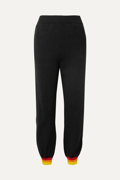 Opening Ceremony Striped Cotton-jersey Track Pants In Black
