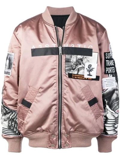 Diesel Patch Embellished Bomber Jacket In Pink