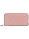 Bottega Veneta Zip Around Wallet In Pink