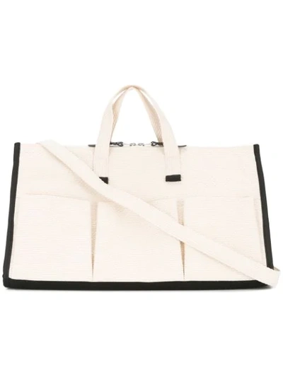 Cabas Multi-pocket Tote Bag In White