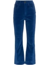 3x1 Velvet Empire Crop Bell Trousers In Bottle Blue
