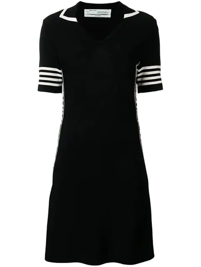 Off-white Short-sleeve Jersey Tennis Dress In Black