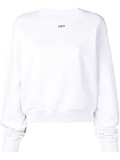 Off-white Basic Cropped Crewneck Sweater In White Black