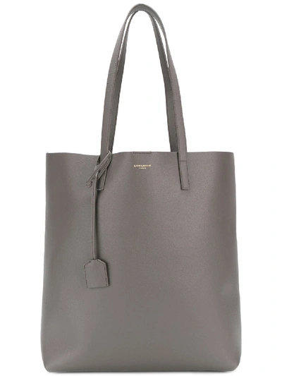 Saint Laurent Grey Leather North South Tote Bag In Grey