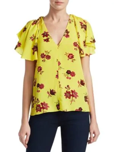 A.l.c Clara Floral Silk Blouse In Yellow