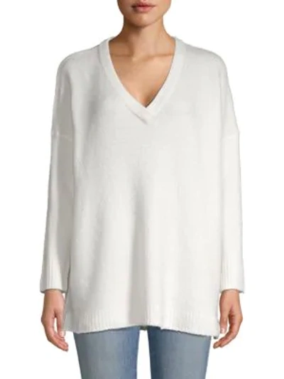 French Connection Flossy V-neck Sweater In Winter White