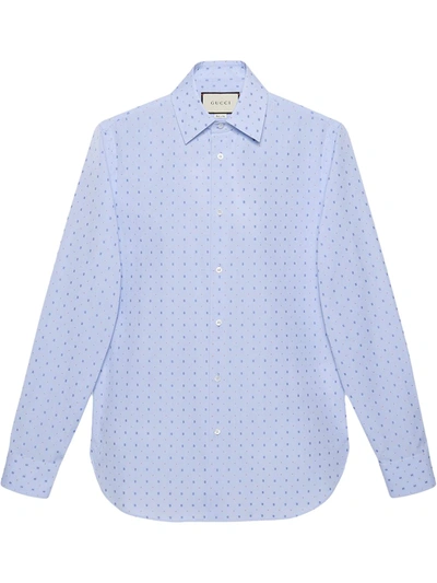 Gucci G-allover Fil Coupe Sport Shirt In Blue