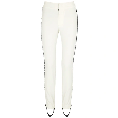 Moncler White Striped Twill Trousers In Cream