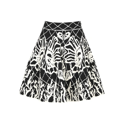 Alexander Mcqueen Spine Shell Jacquard-knit Skirt In Black
