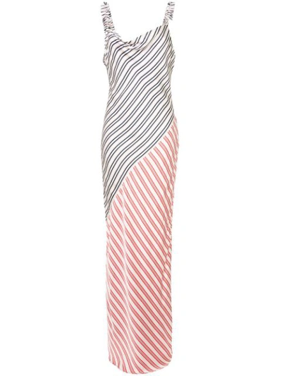 Rebecca Vallance Holly Striped Satin-piqué Maxi Dress In Red