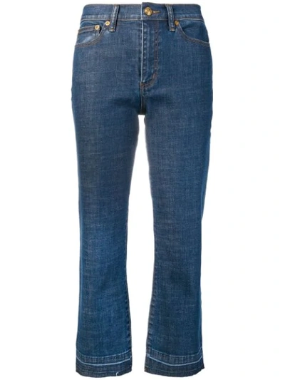 Tory Burch Cropped Flare Jeans In Blue