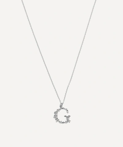 Alex Monroe Silver Floral Letter G Alphabet Necklace