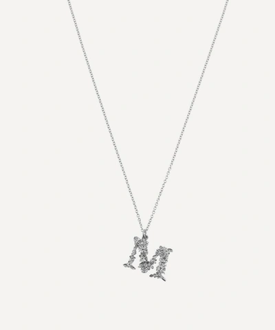 Alex Monroe Silver Floral Letter M Alphabet Necklace