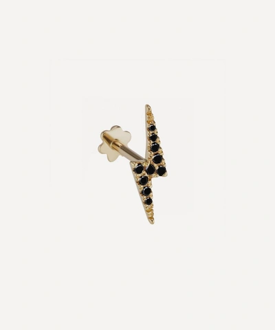 Maria Tash 18ct Black Diamond Lightning Bolt Single Threaded Stud Earring In Gold