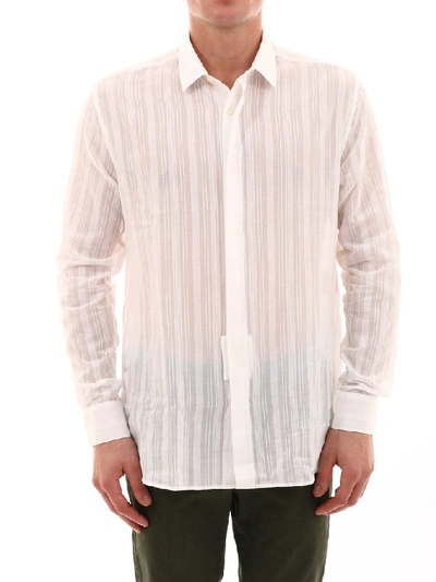 Saint Laurent Vertical Stripe Shirt In White