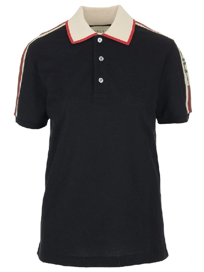 Gucci Logo Ribbon Polo Shirt In Black