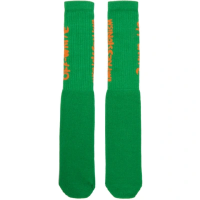 Off-white Green And Orange Bubble Font Socks In Green/org