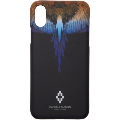 Marcelo Burlon County Of Milan Black Wings Iphone X Case In Black/multi