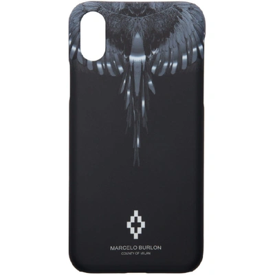Marcelo Burlon County Of Milan Black And Silver Wings Iphone X Case In Black/silve