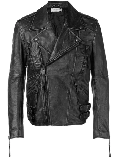 Faith Connexion Vintage Style Biker Jacket In Black
