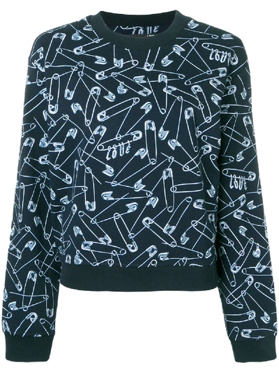 Love Moschino Safety Pins Print Sweatshirt - Blue