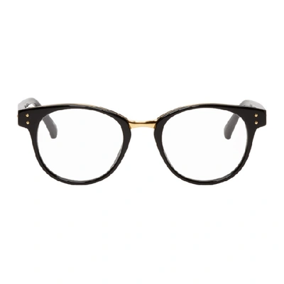 Linda Farrow Luxe Black 581 C7 Glasses In Blk/yllwgld